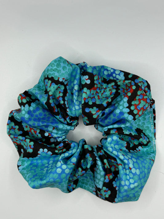 Large blue water indigenous scrunchie